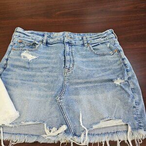 American Eagle Distressed Denim Mini Skirt